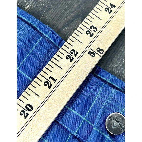 Callaway Golf Shorts Flat Front Comfort Waist Stretch Blue Plaid Men's 42 - Picture 6 of 11